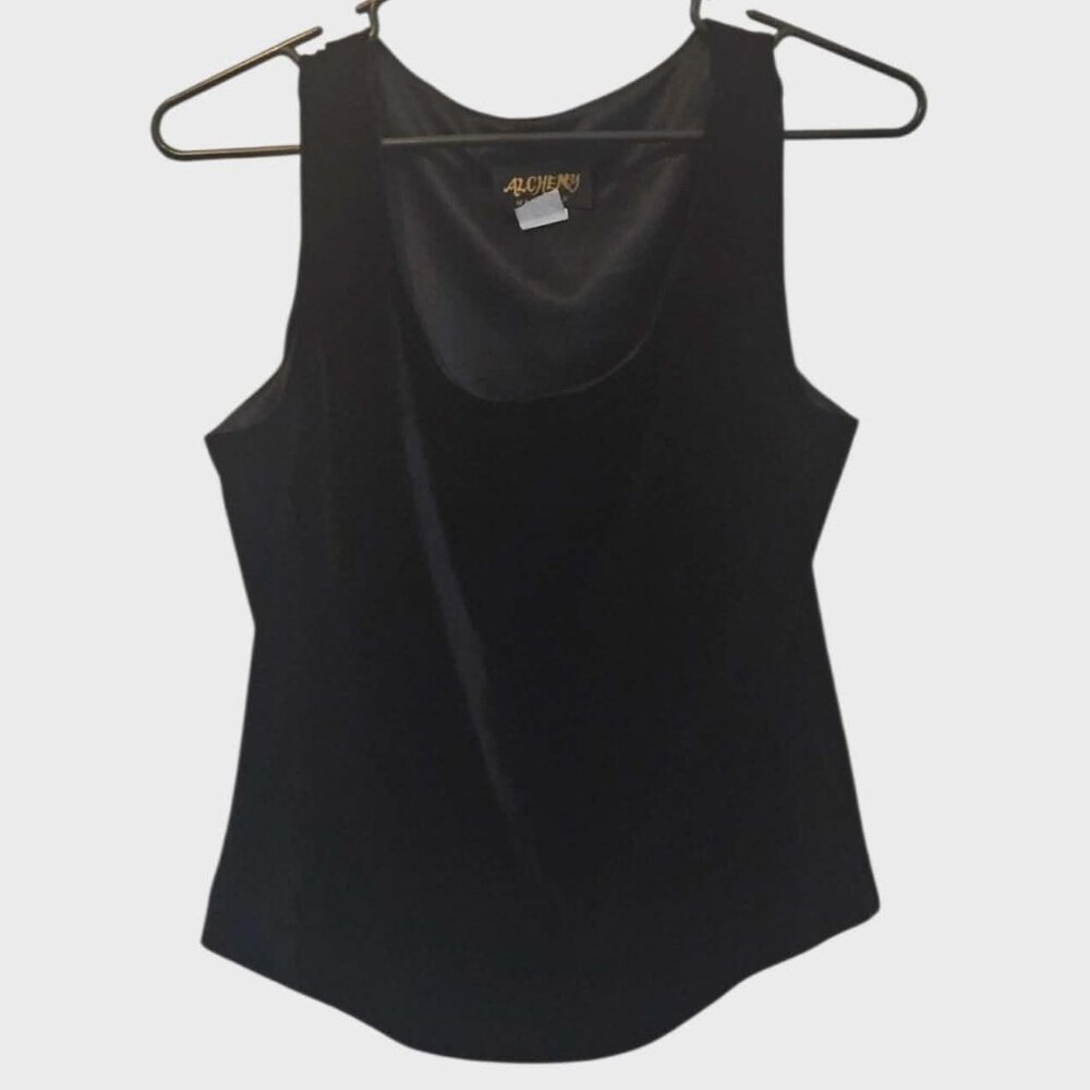 VTG Alchemy New York Women's Sleeveless Black Velvet Camisole Tank Top Size L